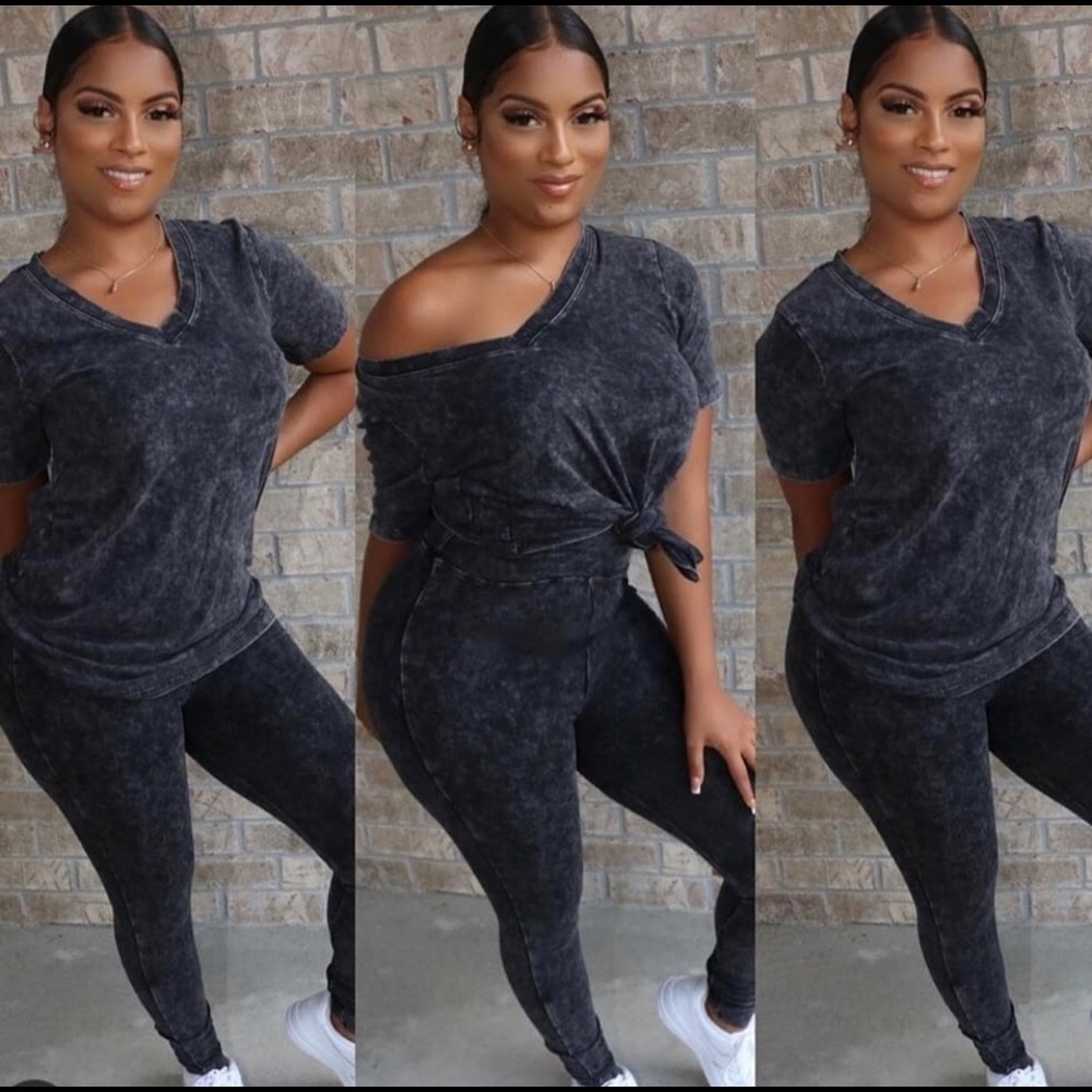 Charcoal Crew Neck 2 Piece Set.